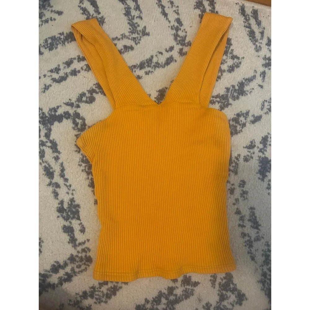 Orange Halter Urban Outfitters Ribbed Tank Top - Picture 1 of 3